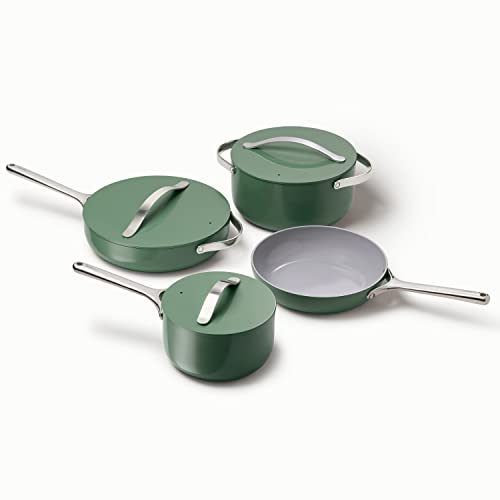 Caraway Nonstick Ceramic Cookware Set (12 Piece) Pots, Pans, Lids –  Vancookery