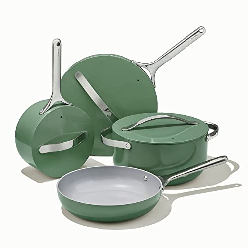 Caraway Nonstick Ceramic Cookware Set (12 Piece) Pots, Pans, Lids